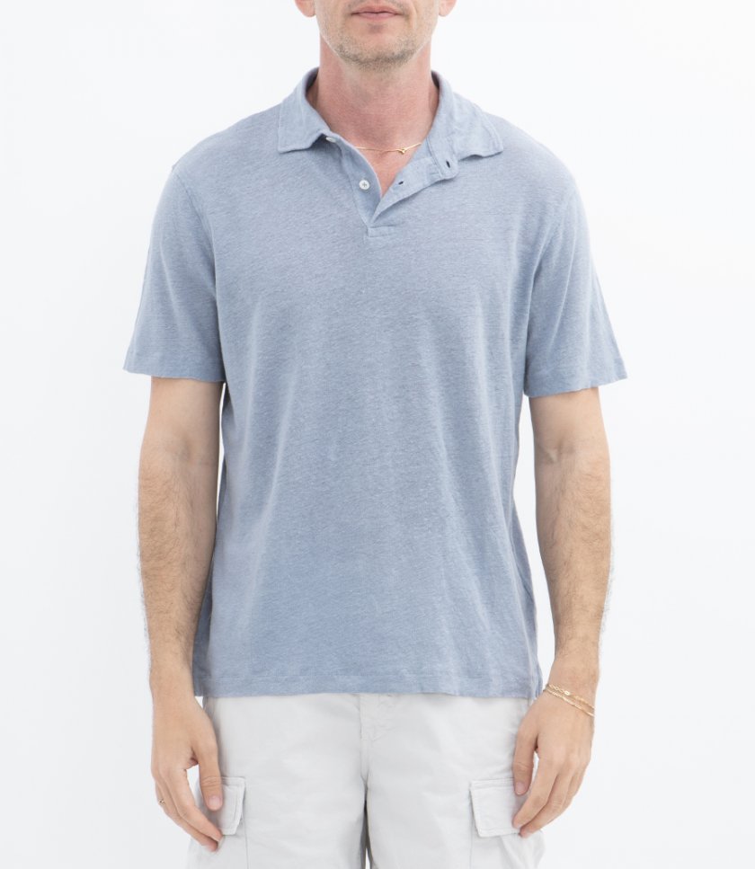 LINEN POLO SS