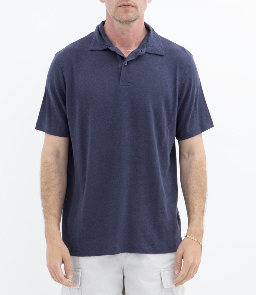 LINEN POLO SS