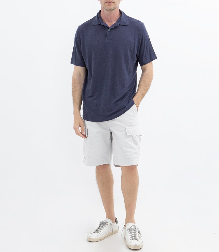 LINEN POLO SS