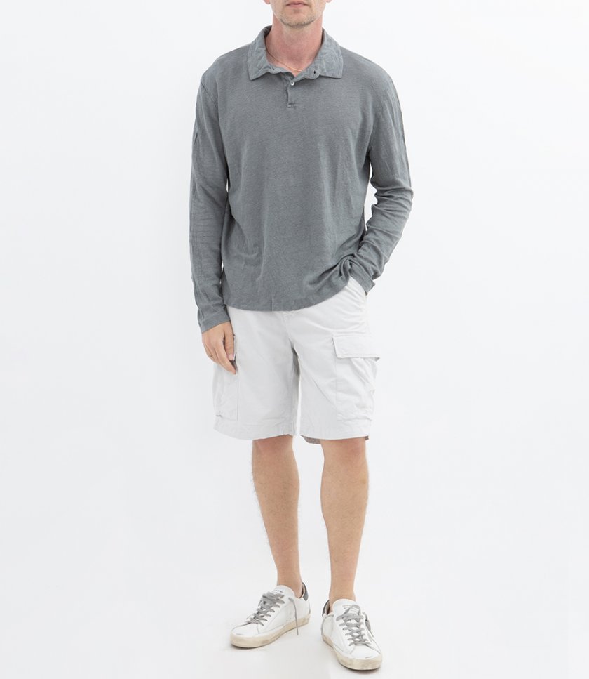 LINEN POLO LS