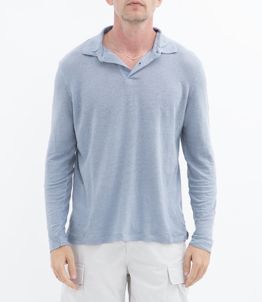 LINEN POLO LS