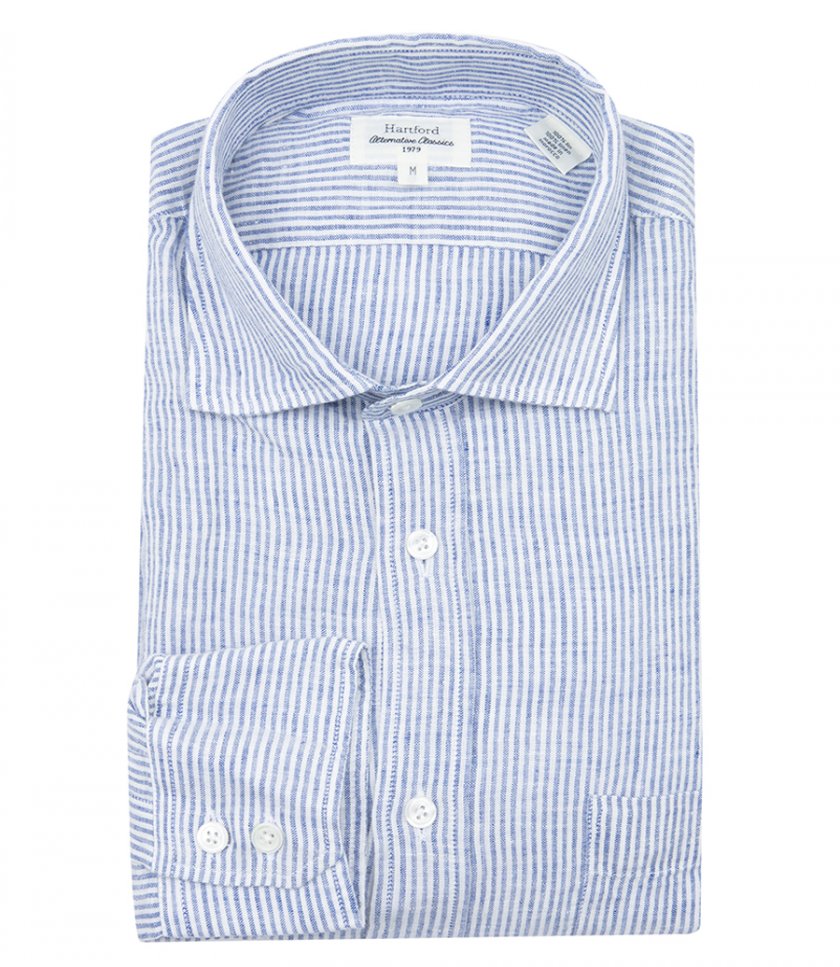 HARTFORD - PAUL STRIPED SEERSUCKER SHIRT