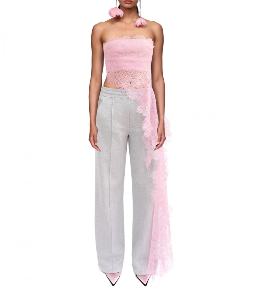 LACE TOP WITH SIDE TRAIN