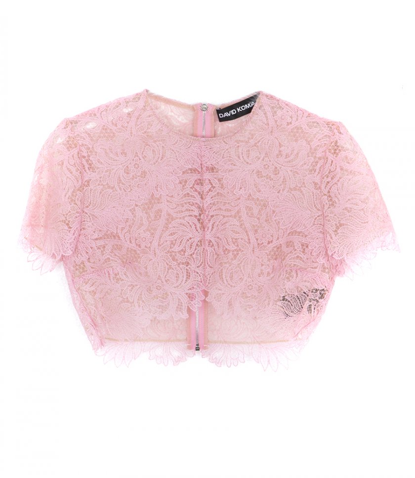 SALES - SHORT SLEEVE CROP LACE TOP