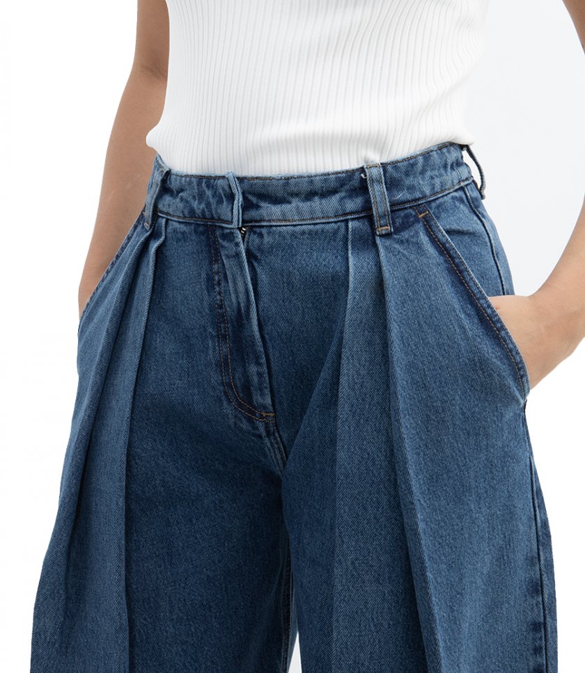 WIDE LEG DENIM TROUSERS