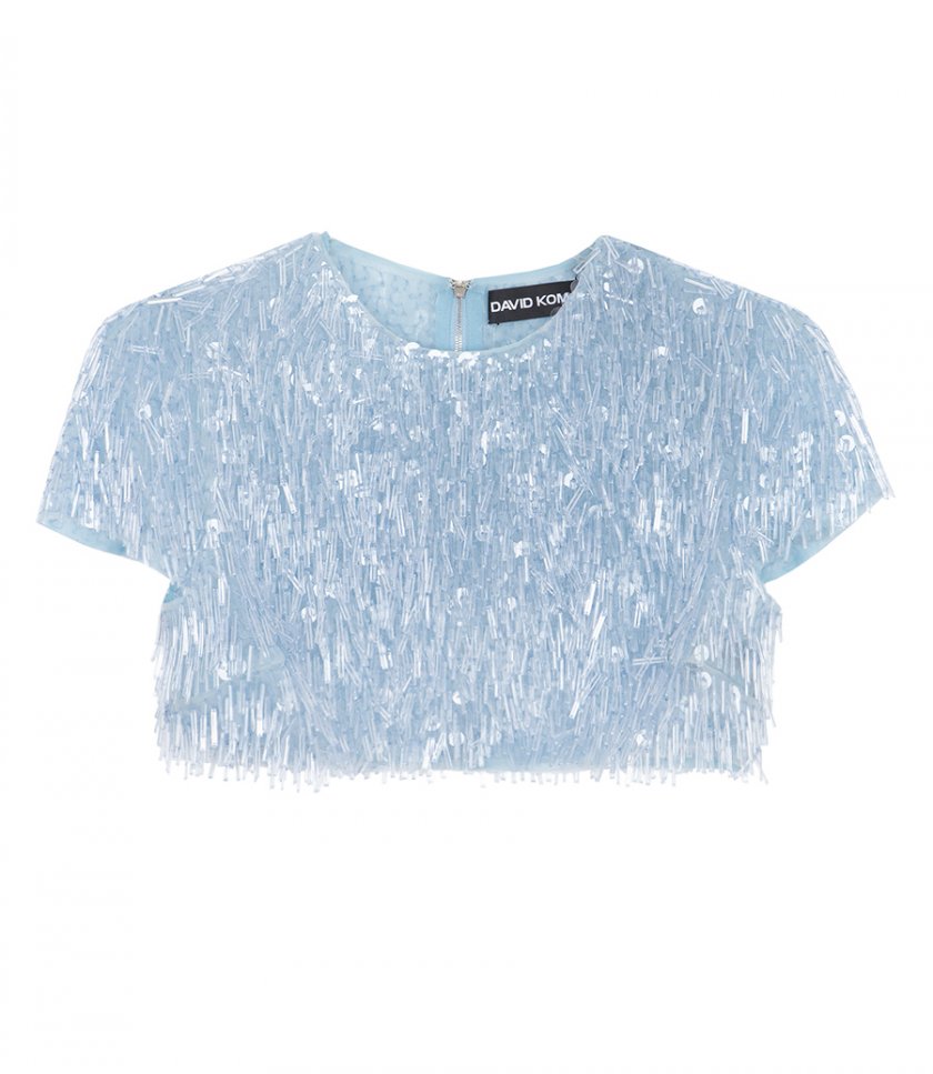SALES - GLASS SEQUIN EMBROIDERED CROP TOP