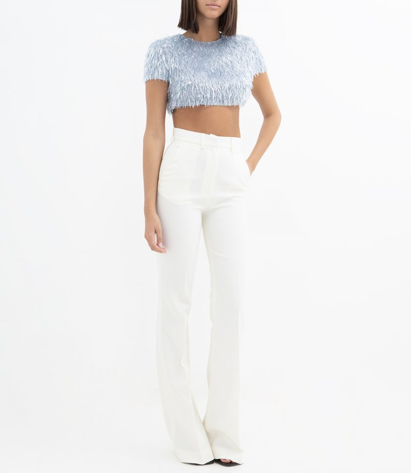 GLASS SEQUIN EMBROIDERED CROP TOP