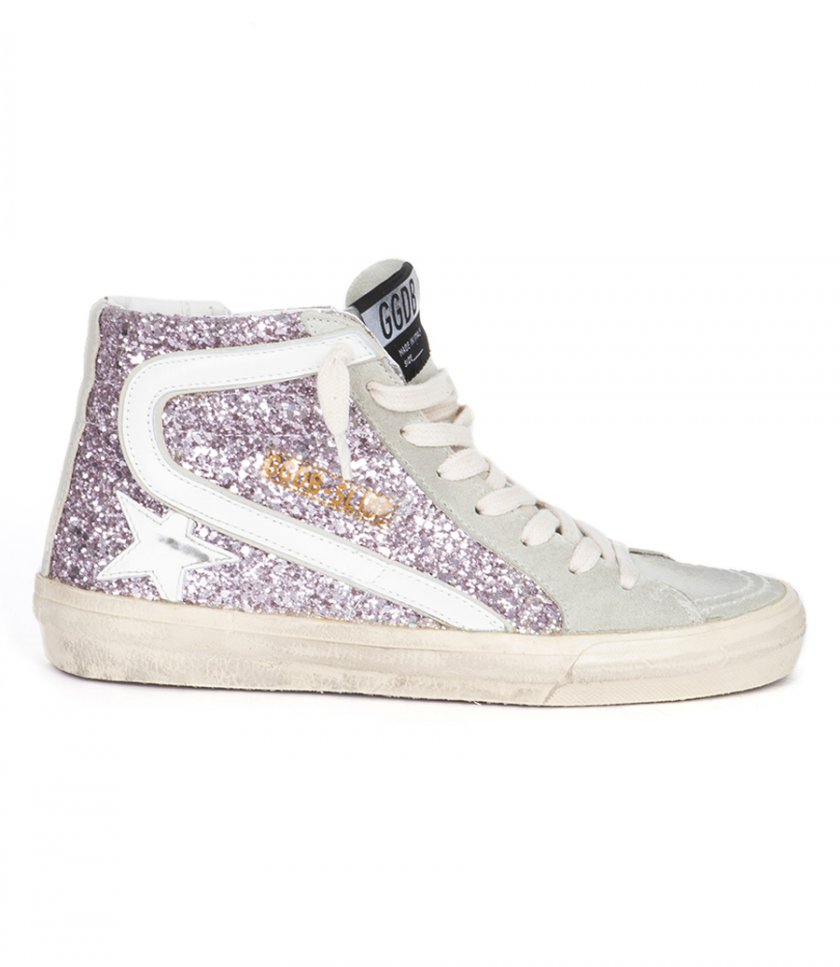 SHOES - WHITE STAR GLITTER SLIDE