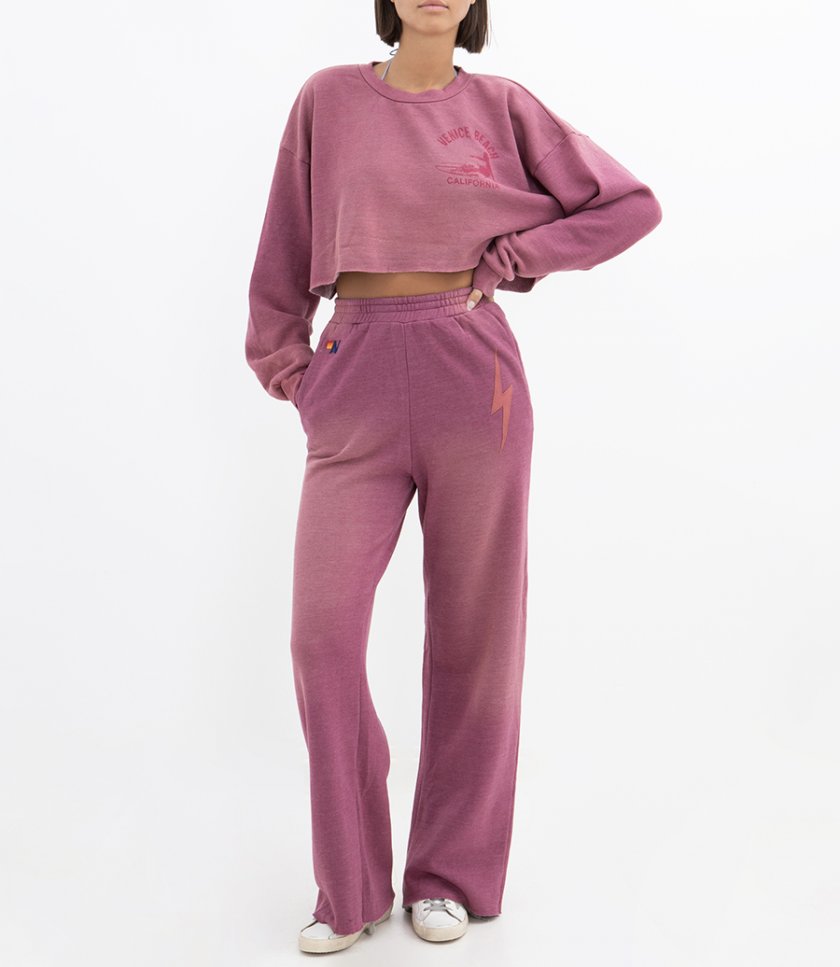 WOMENS BOLT STITCH WIDE LEG SWEATPANT