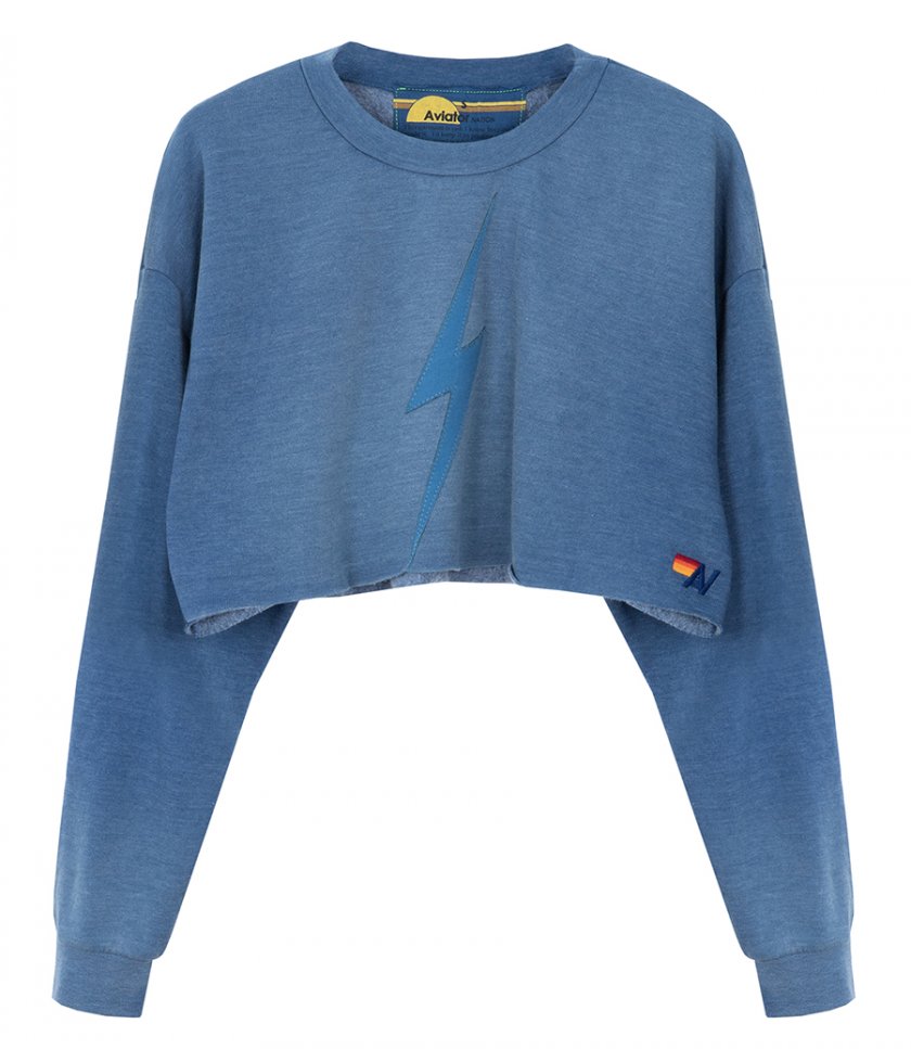 AVIATOR NATION - BOLT STITCH CROPPED CREW SWEATSHIRT