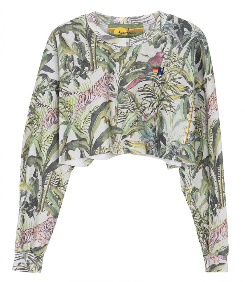 AVIATOR NATION - JUNGLE CROPPED CREW SWEATSHIRT