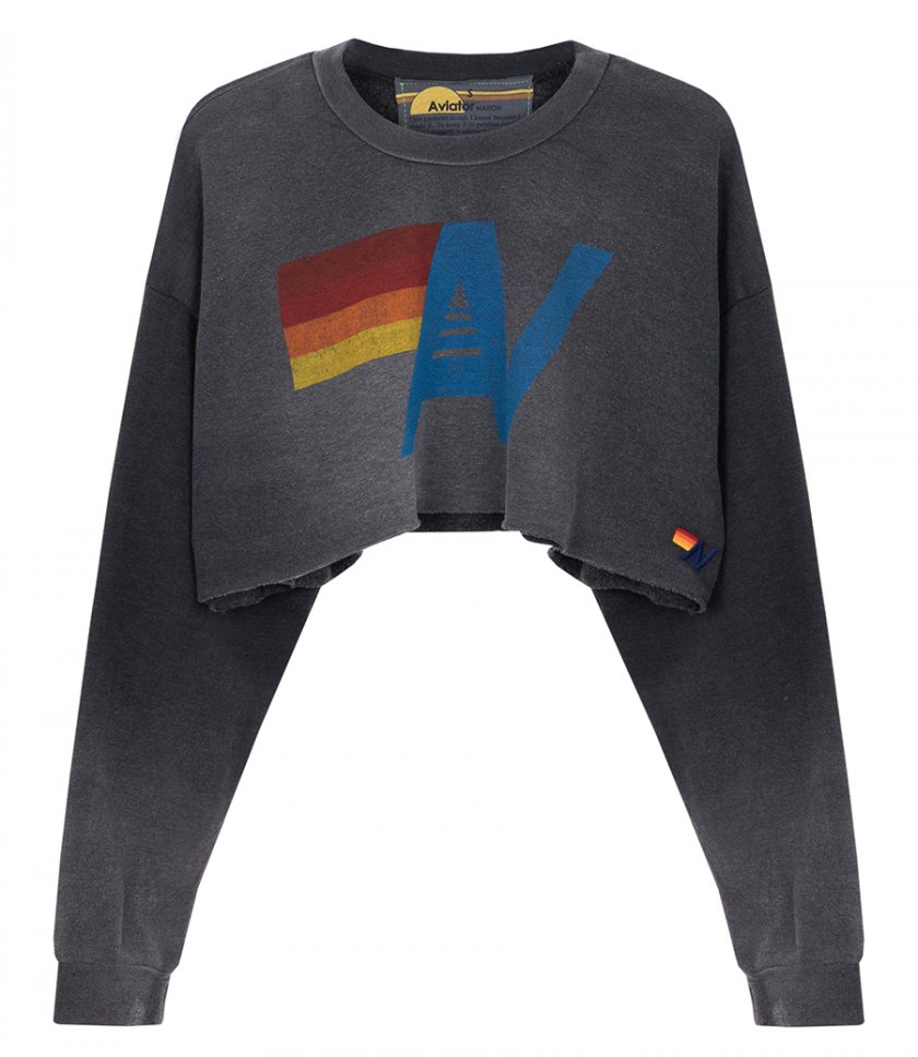 AVIATOR NATION - VINTAGE LOGO CROPPED SWEATSHIRT