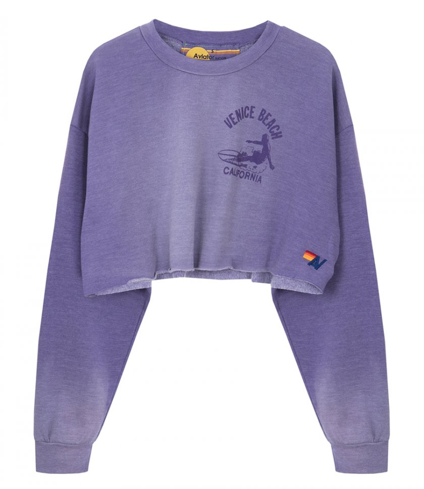 AVIATOR NATION - VENICE SURFER CROPPED CREW SWEATSHIRT