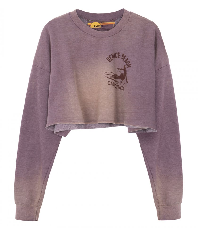 AVIATOR NATION - VENICE SURFER CROPPED CREW SWEATSHIRT