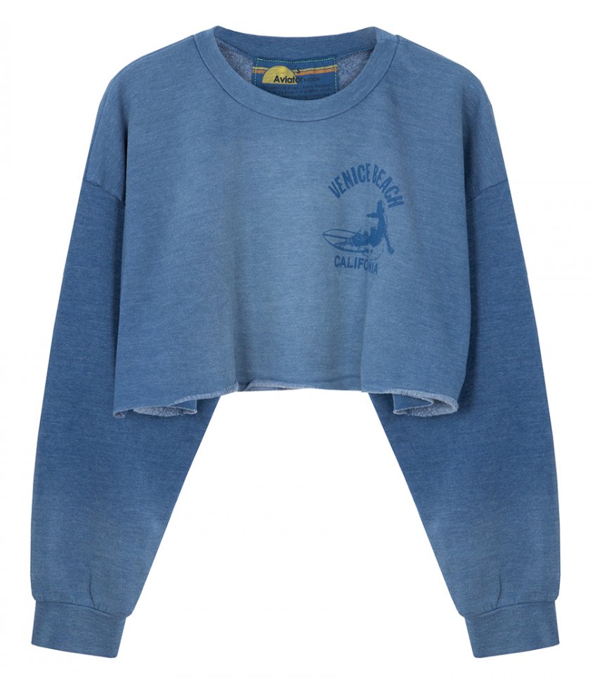 AVIATOR NATION - VENICE SURFER CROPPED CREW SWEATSHIRT