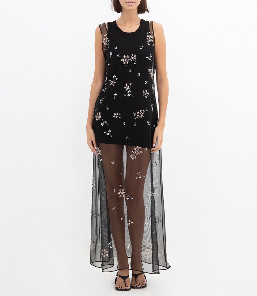 METAL FLOWER DETAILS DRESS