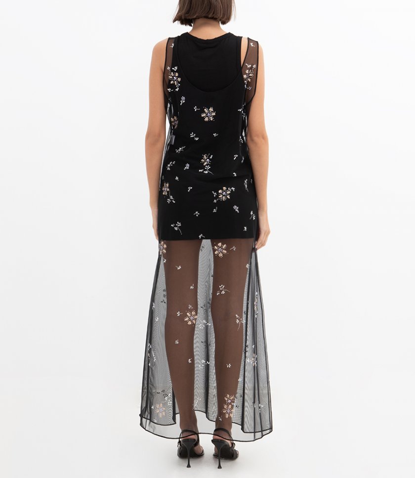 METAL FLOWER DETAILS DRESS