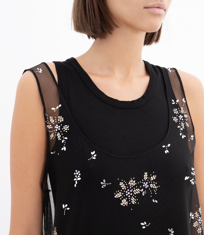 METAL FLOWER DETAILS DRESS