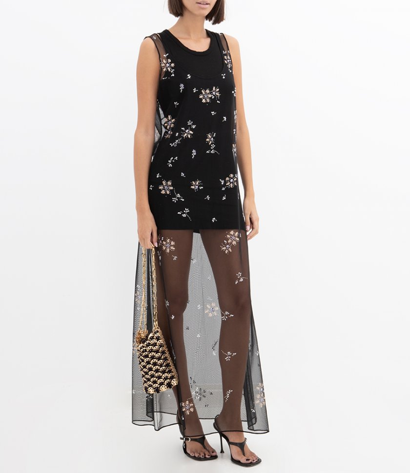METAL FLOWER DETAILS DRESS