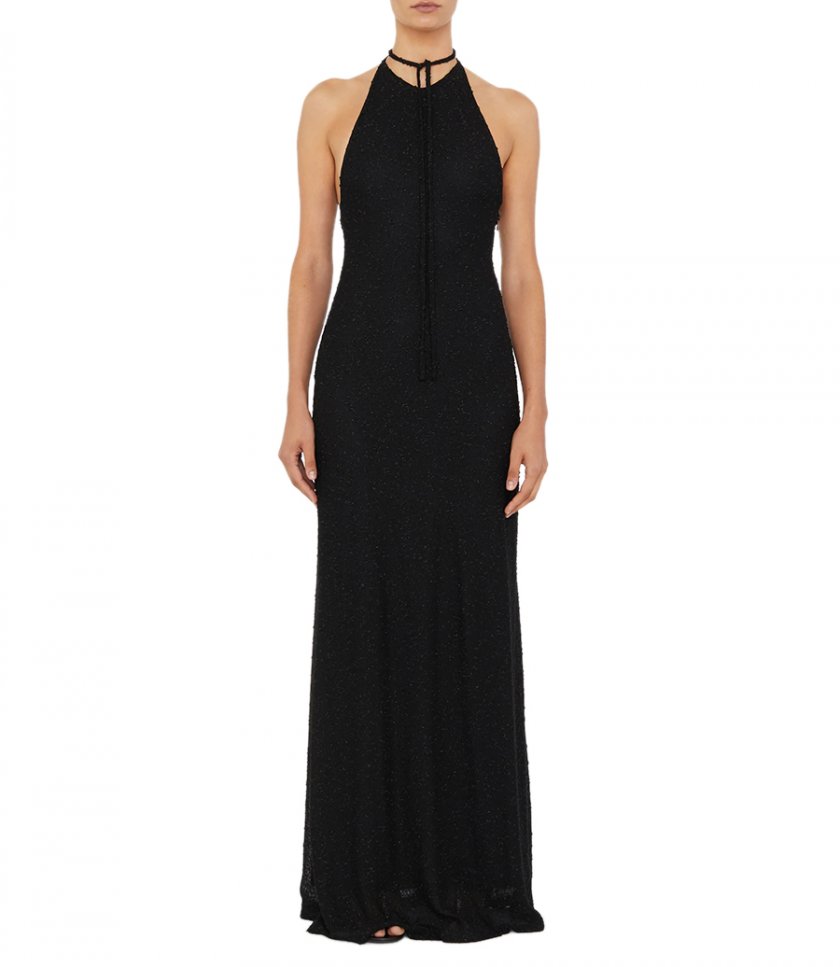 IMBER METALLIC HALTER DRESS