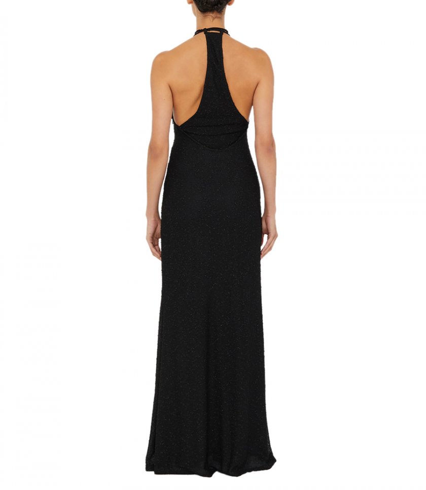 IMBER METALLIC HALTER DRESS