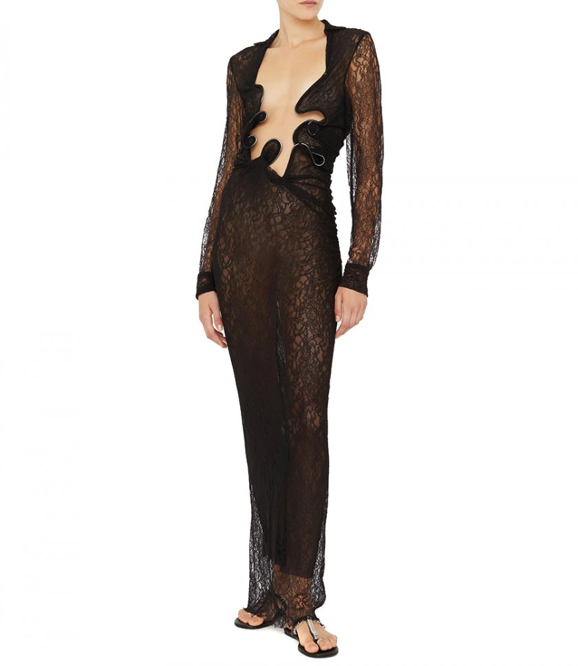 LACE VENUS PLUNGE SHIRT DRESS