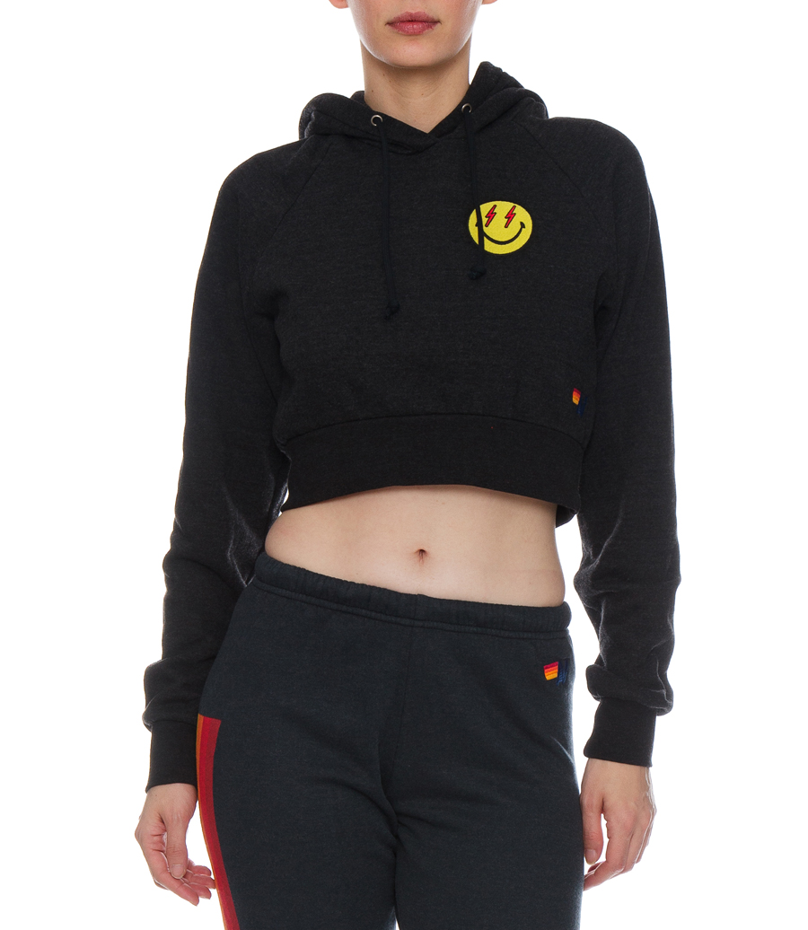 SMILEY BOLT EYES CROPPED HOODIE