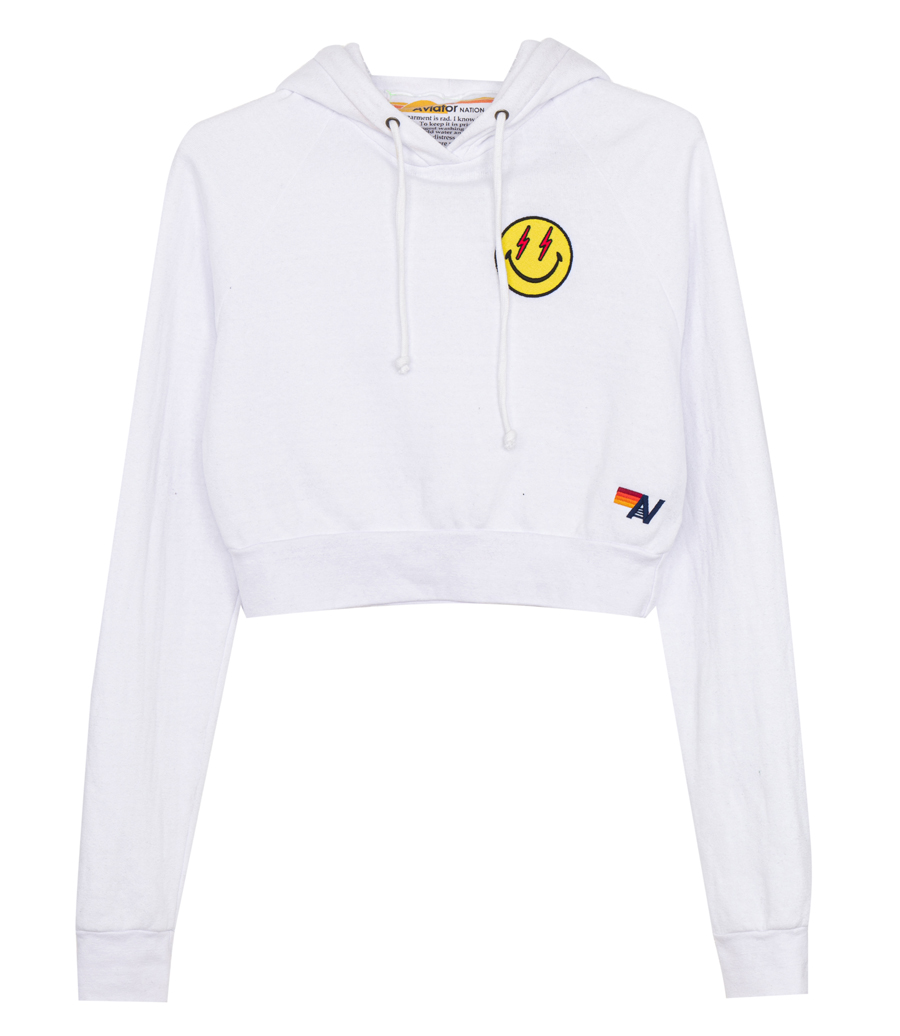 AVIATOR NATION - SMILEY BOLT EYES CROPPED HOODIE