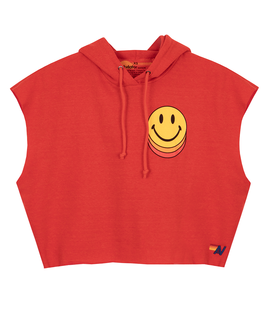 AVIATOR NATION - SMILEY SUNSET  RELAXED CROPPED PULLOVER