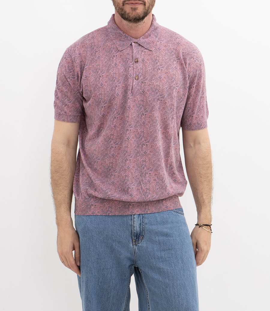 FLORAL PRINT KNITTED POLO S/S