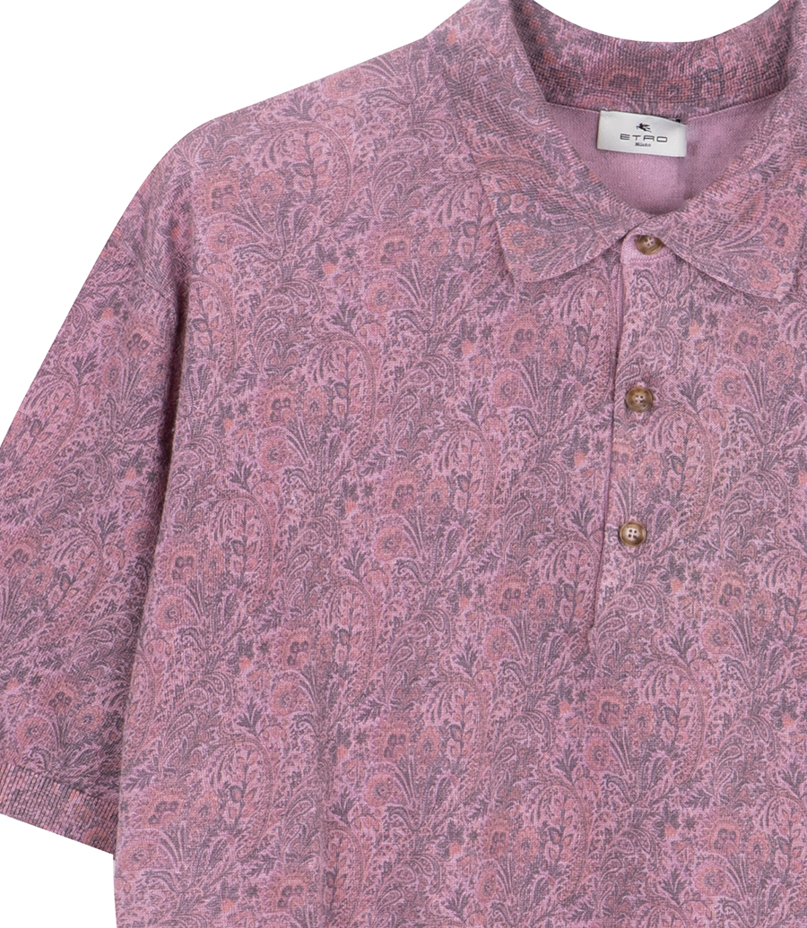 FLORAL PRINT KNITTED POLO S/S