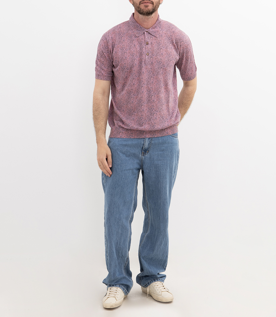 FLORAL PRINT KNITTED POLO S/S