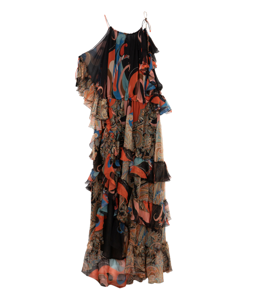 ETRO - LONG WIDE DRESS WITH RUFFLES