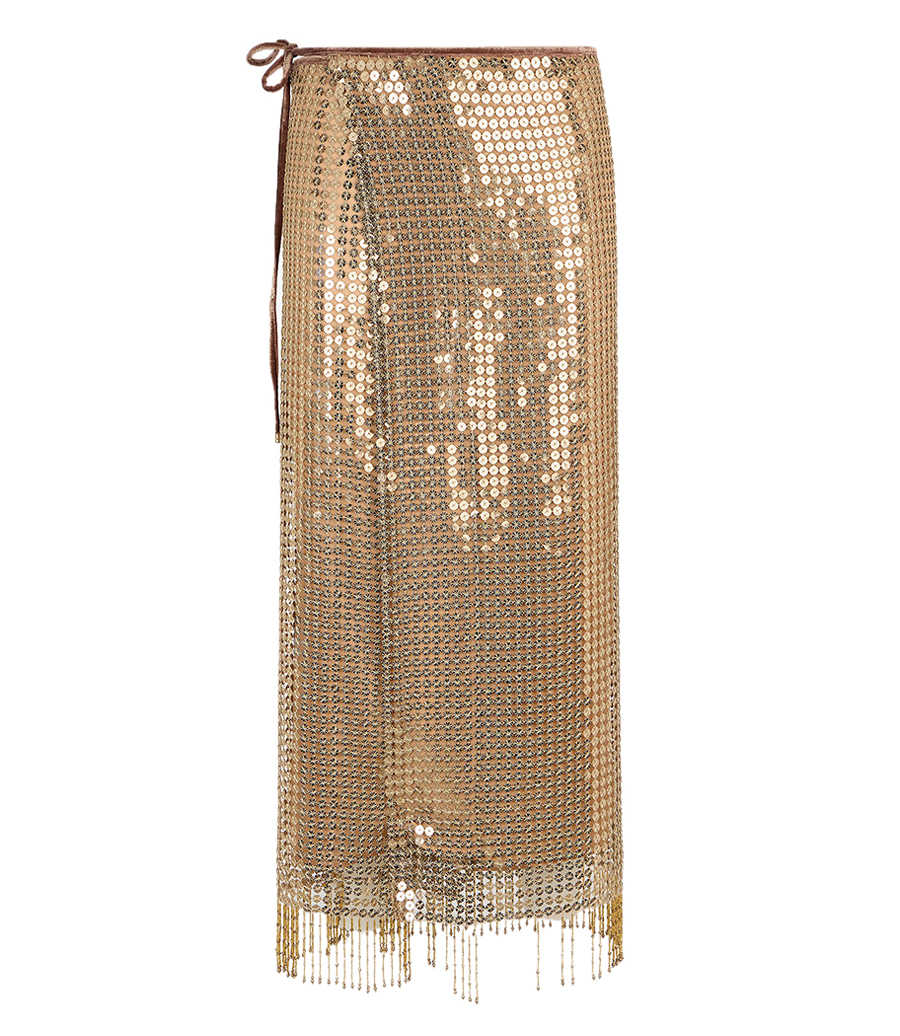 ROBERTO CAVALLI - GOLD SEQUIN MIDI SKIRT