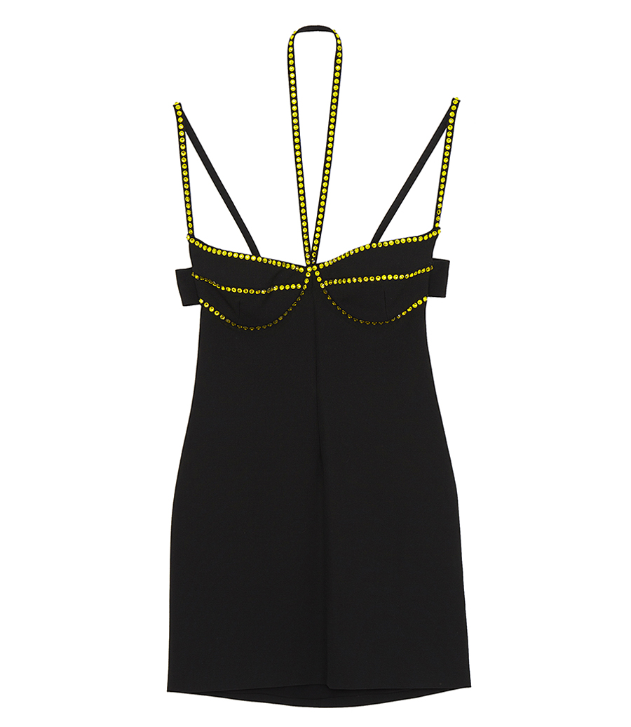 anya mini dress black / white Long Sleeve Cut Out Mini Dress in Black - 6