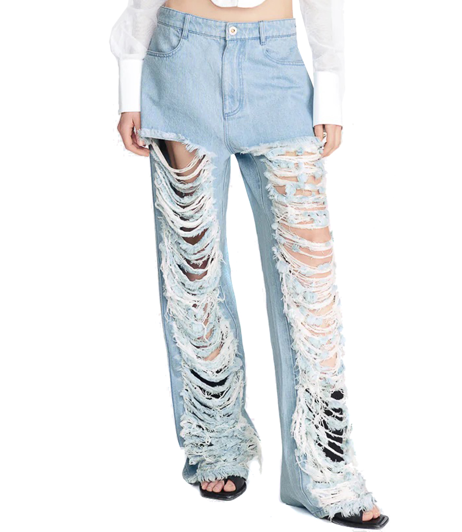 CLASSIC DENIM FRAYED PANT