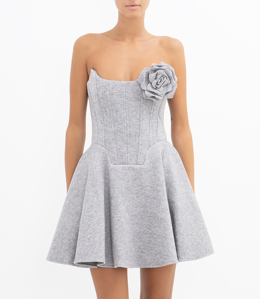 FLEECE BUSTIER MINI DRESS