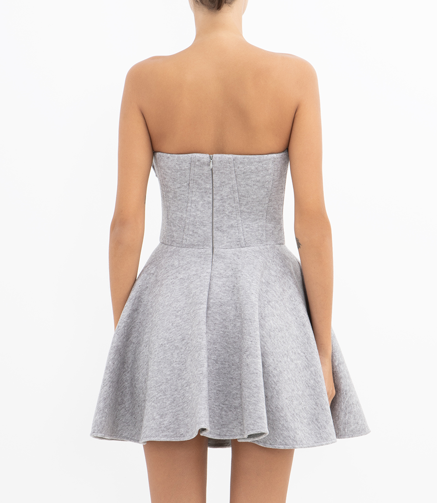 FLEECE BUSTIER MINI DRESS