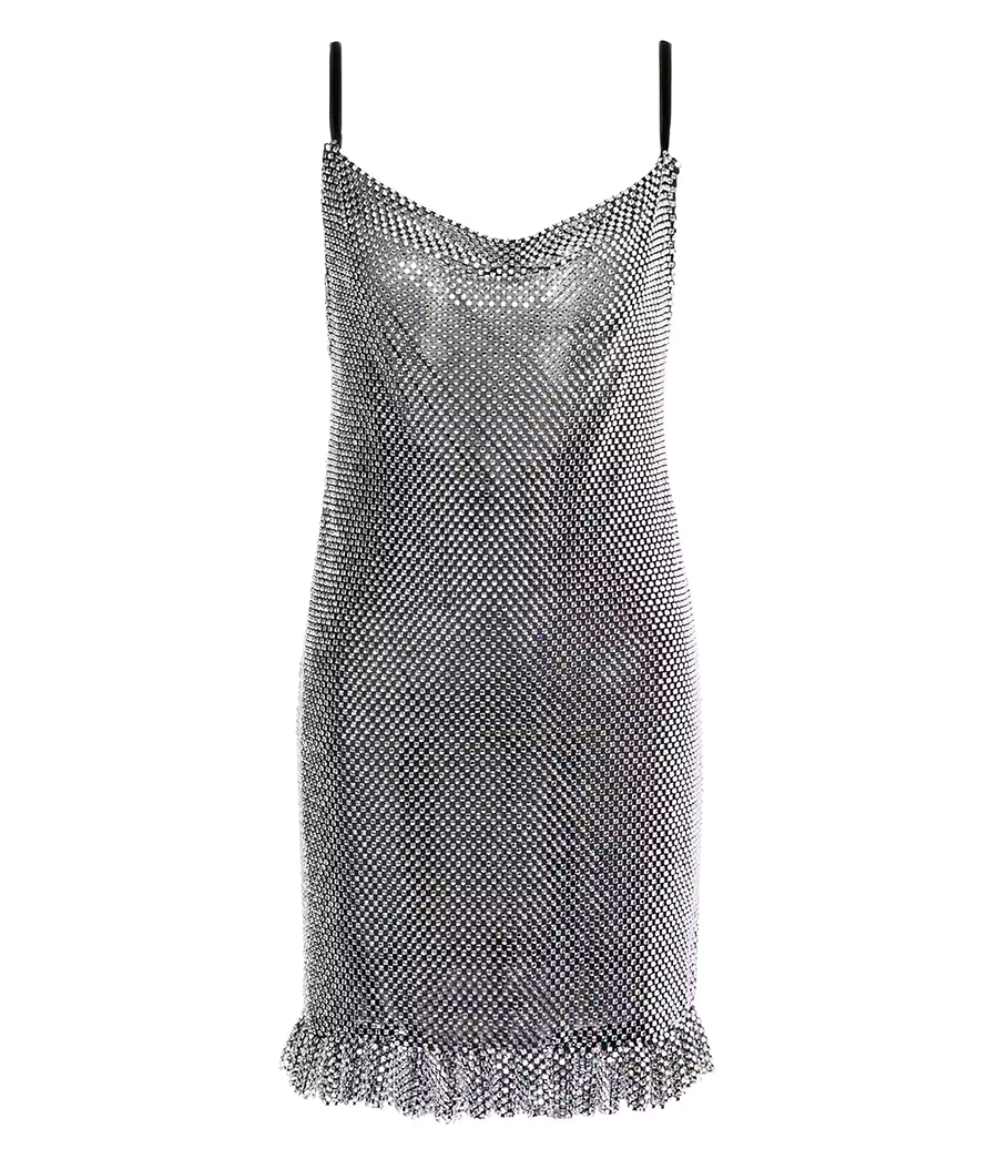 PHILOSOPHY DI LORENZO SERAFINI - MINIDRESS IN MESH WITH RHINESTONES