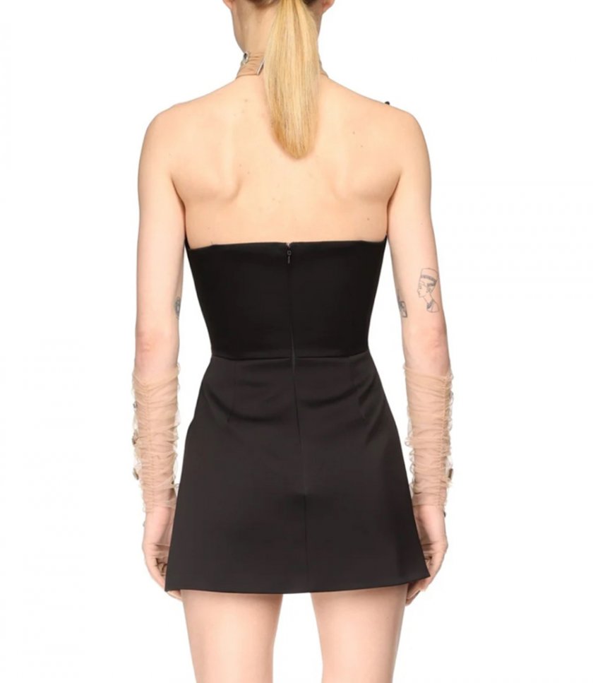 STRUCTURED V NECK MINI DRESS