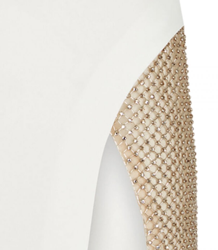 EMBROIDERED MESH DETAIL MINI DRESS