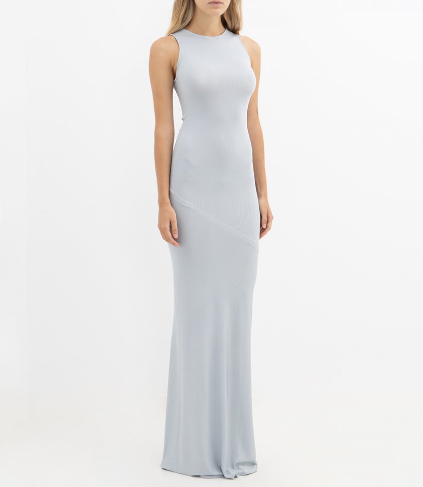 ASYMMETRIC RUCHED LONG DRESS