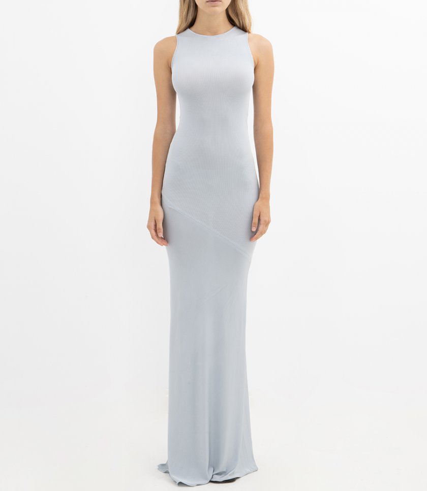 ASYMMETRIC RUCHED LONG DRESS