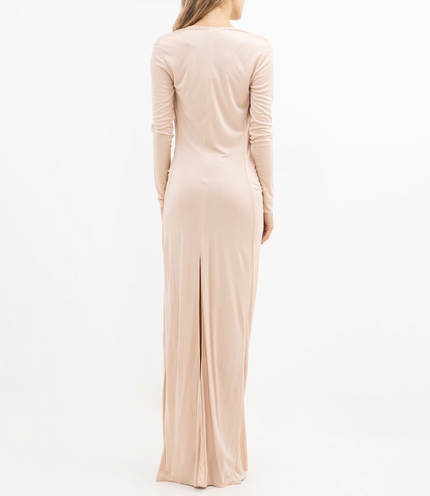 PLUNGE NECK LONG DRESS
