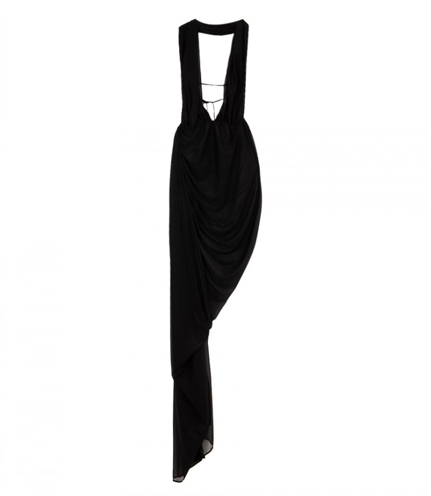 SALES - SHINY JERSEY OPEN DRAPED GOWN