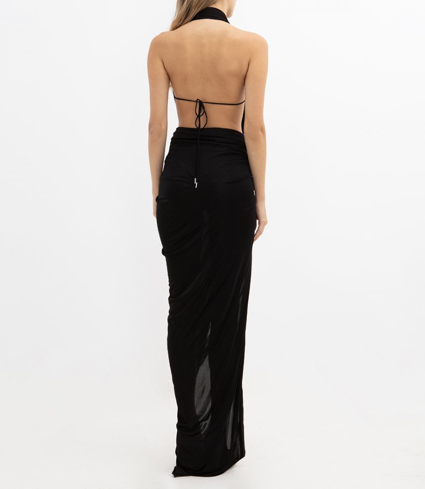 VOILE JERSEY OPEN DRAPED GOWN