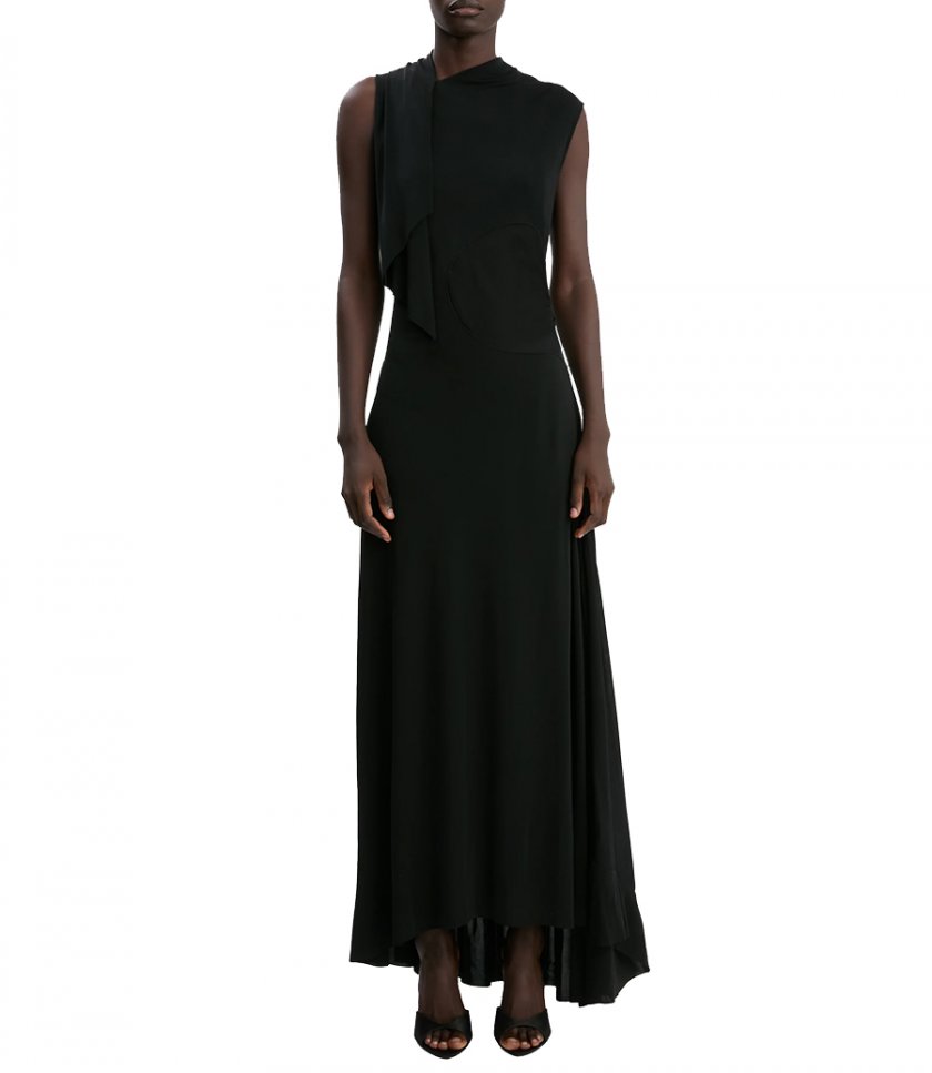 SLEEVELESS DRAPED PANEL DRESS