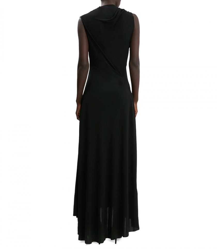 SLEEVELESS DRAPED PANEL DRESS