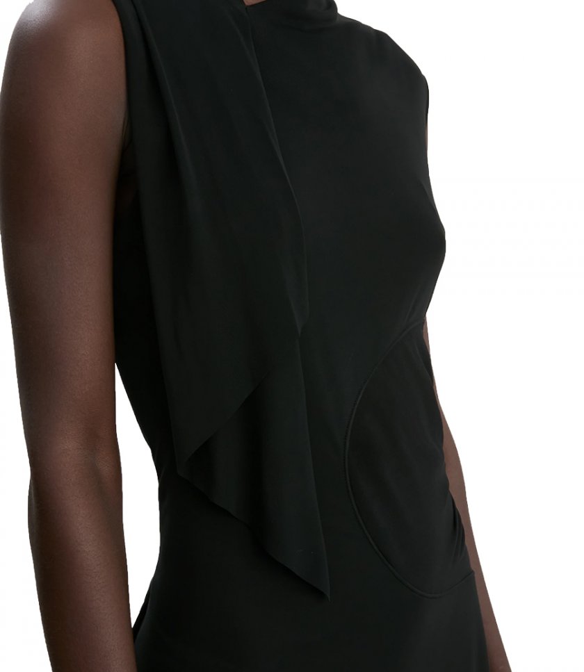 SLEEVELESS DRAPED PANEL DRESS