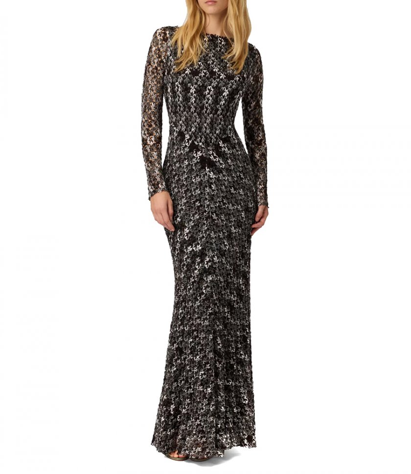 EMBROIDERED LACE LONG DRESS